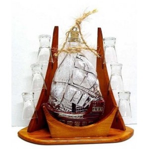 Womar Glass Carafe 7 Piece Sail and Shot Glass Set WGS1002
